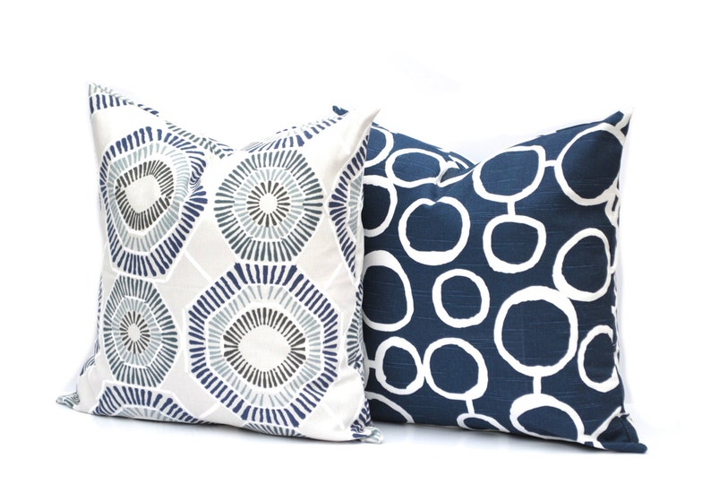 Indigo Blue Navy Gray White Pillow Indigo Blue Pillow. Indigo Blue Decor