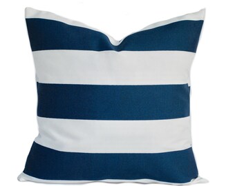 One striped navy pillow covers, cushion, decorative throw pillow, decorative pillow, accent pillow, Navy pillow, Striped Pillow