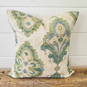 One high quality Magnolia pillow cover, Bay Green Damask pillow, Dark green Tapestry decorative throw pillow
