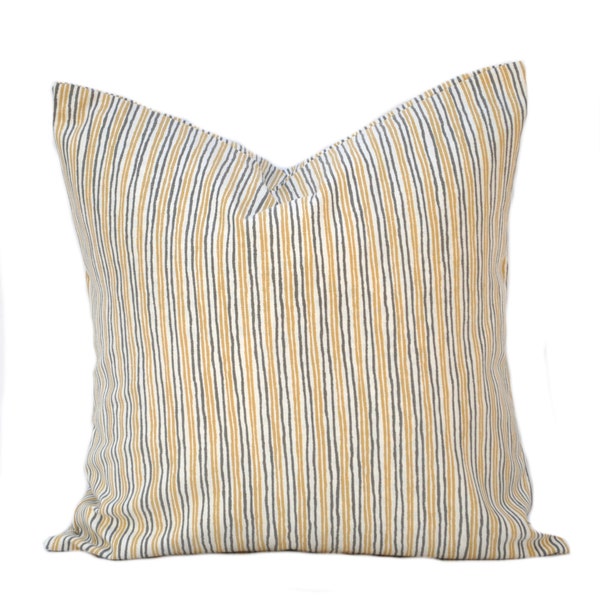 One Striped Pillow Cover, cushion, decorative throw pillow, Yellow pillow, 12", 14", 16", 18", 20", 22" covers, Grey pillow