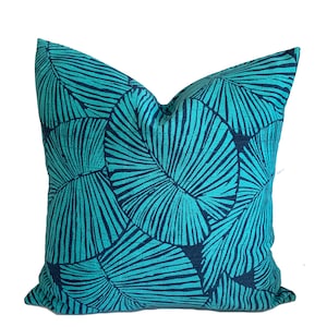 Tropical Outdoor pillow cover,  Turquoise Blue Navy Pillow Outdoor, Indigo Blue decorative throw pillow, decorative pillow