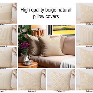 Home decor Beige natural pillow covers, Toile animal print stripe geometric coastal tropical Gingham decorative throw pillow