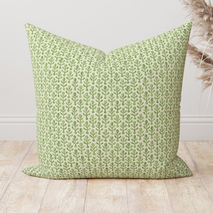 High quality home decor Pillow cover , Light green and beige floral block print Throw Pillows Cushion