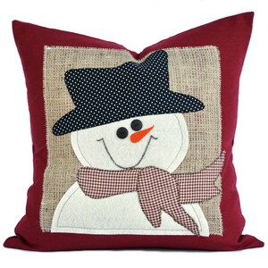 Snowman Christmas Pillow cover, holiday pillow, decorative pillow, cushion, Christmas decoration image 1