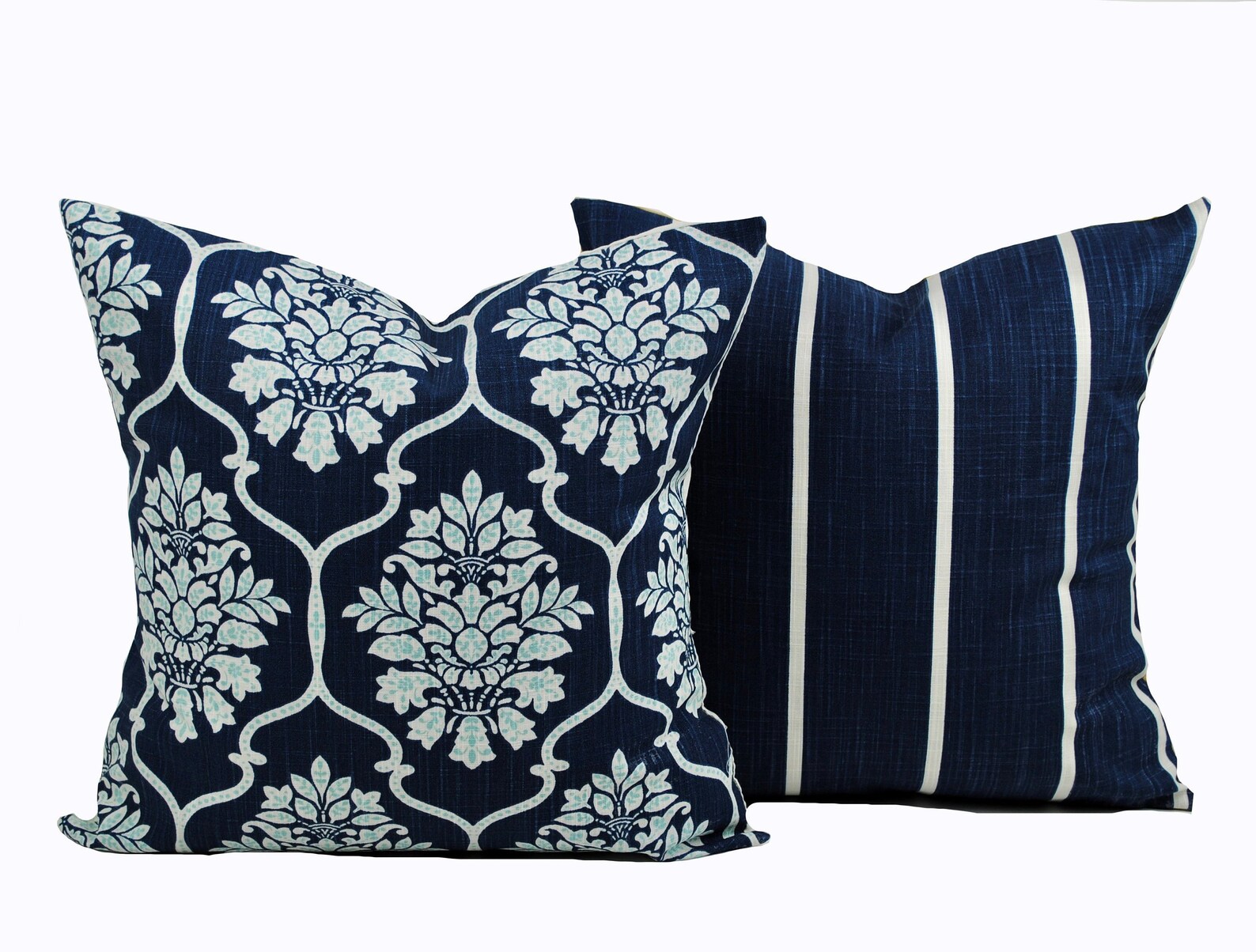 Premier Navy blue and light grey cover Navy Pillow Etsy