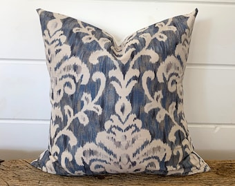 One PKL Blue Ikat Kissenbezüge, Ikat-Kissenbezug, Indigo Blue dekoratives Kissen, dekoratives Kissen, Akzentkissen, Kissenbezug