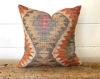 Artistry Pillow Cover, Mud cloth Pillow, Tapestry decorative pillow, Tribal throw pillow, Orange Boho Pillow