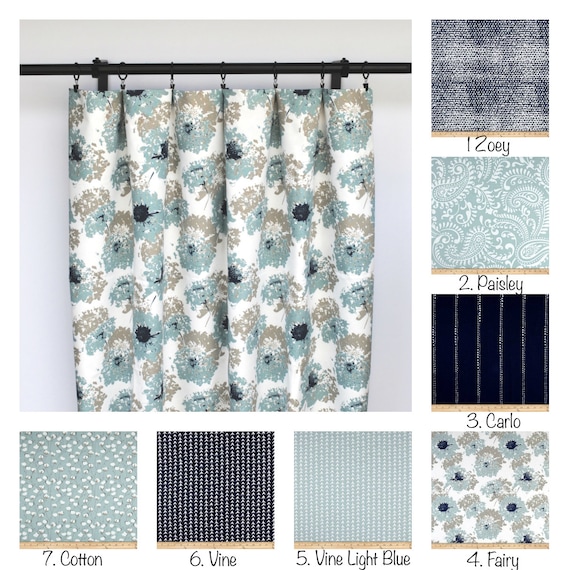 Premier Prints Navy Curtains Floral Indigo Curtain 2 Etsy