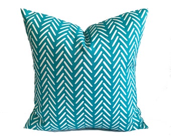 Turquoise Outdoor pillow cover,  Turquoise Geometric Outdoor pillow, Indigo Blue decorative throw pillow, decorative pillow