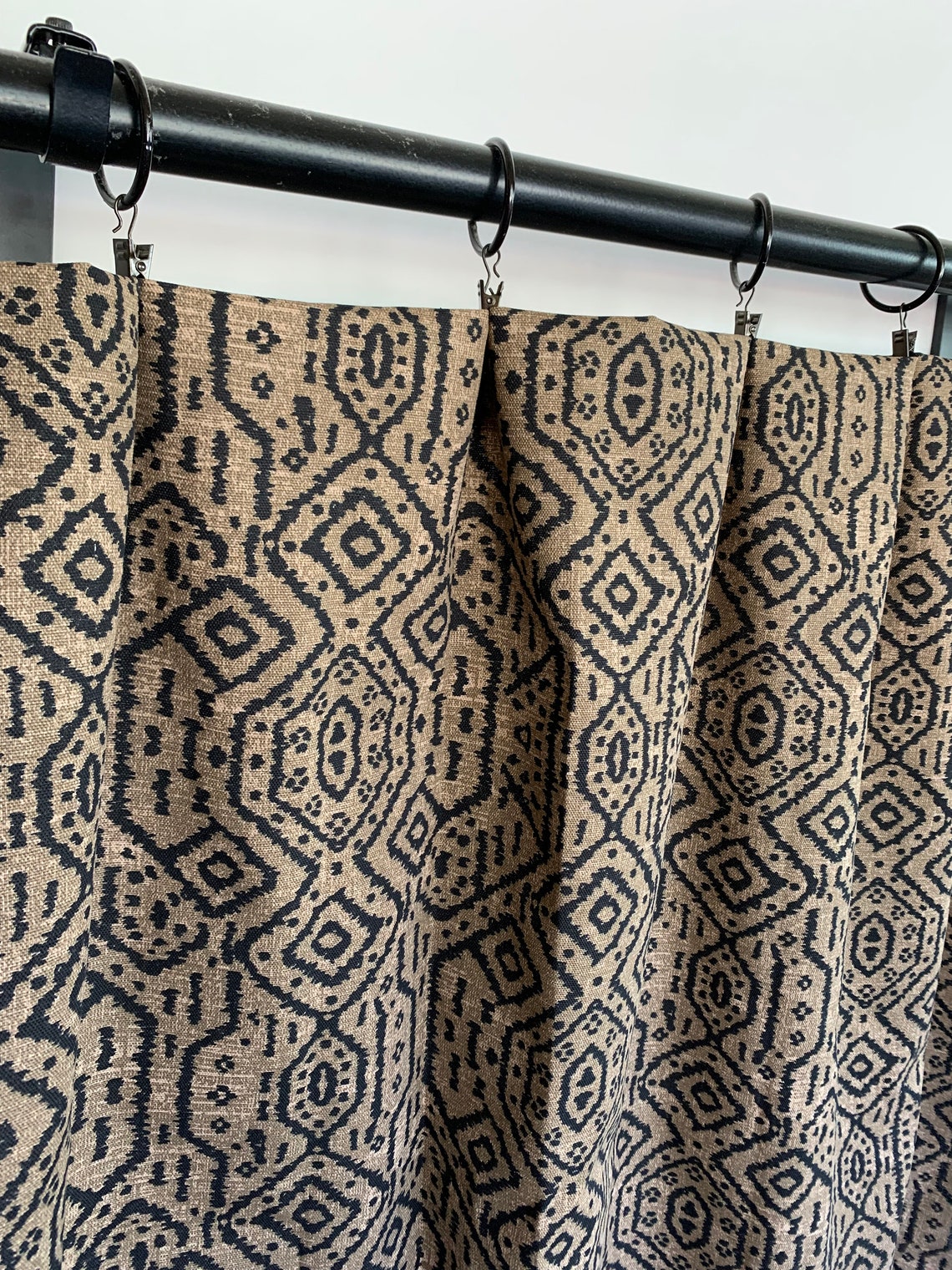 Dark Brown Curtains Bohemian Tribal Curtains 2 Curtain Etsy