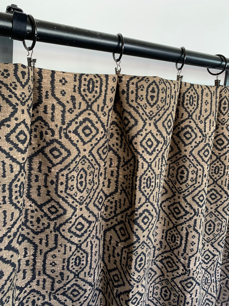 Dark Brown Curtains Bohemian Tribal Curtains 2 Curtain Etsy