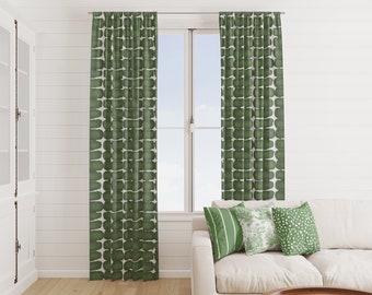 High quality Green Curtains, Pine Green Geometric Curtains, Dark Green Shibori dot Geometric Curtain