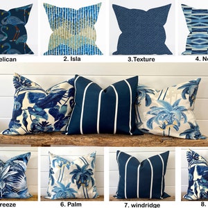 Een hoogwaardige Tommy Bahama-kussensloop, marineblauw buitenkussen, indigo decoratief sierkussen, tropisch sierkussen buiten