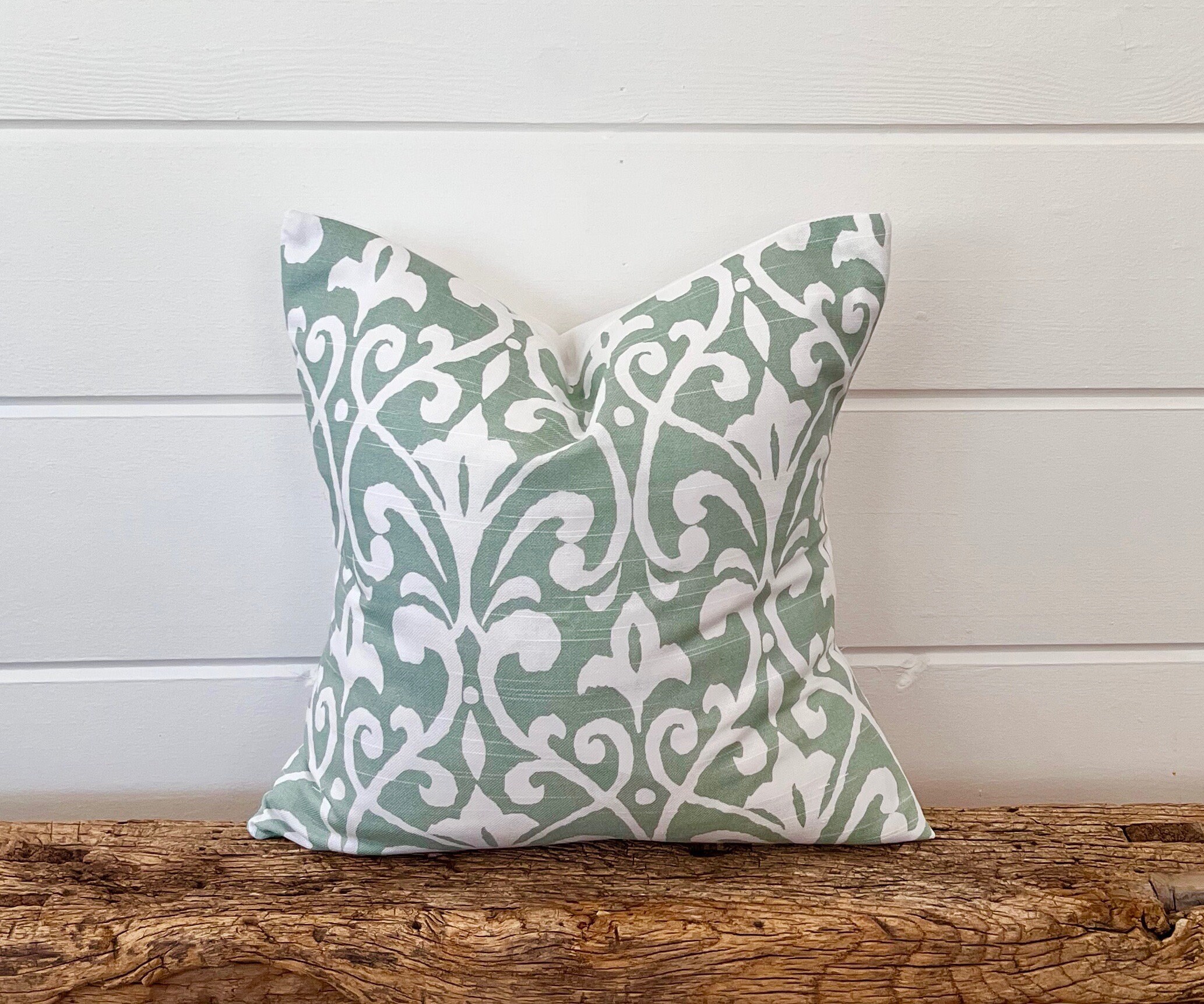 AOFANGGO Floral Pillow Cover 12x20 - Sage Green Pink Yellow, Block Print, Grandmillennial Farmhouse Style - View #7