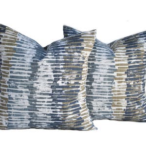 Two Coastal pillow covers, Striped cushion, decorative throw pillow, slate Tan Grey pillow, accent pillow, Geometric pillow,