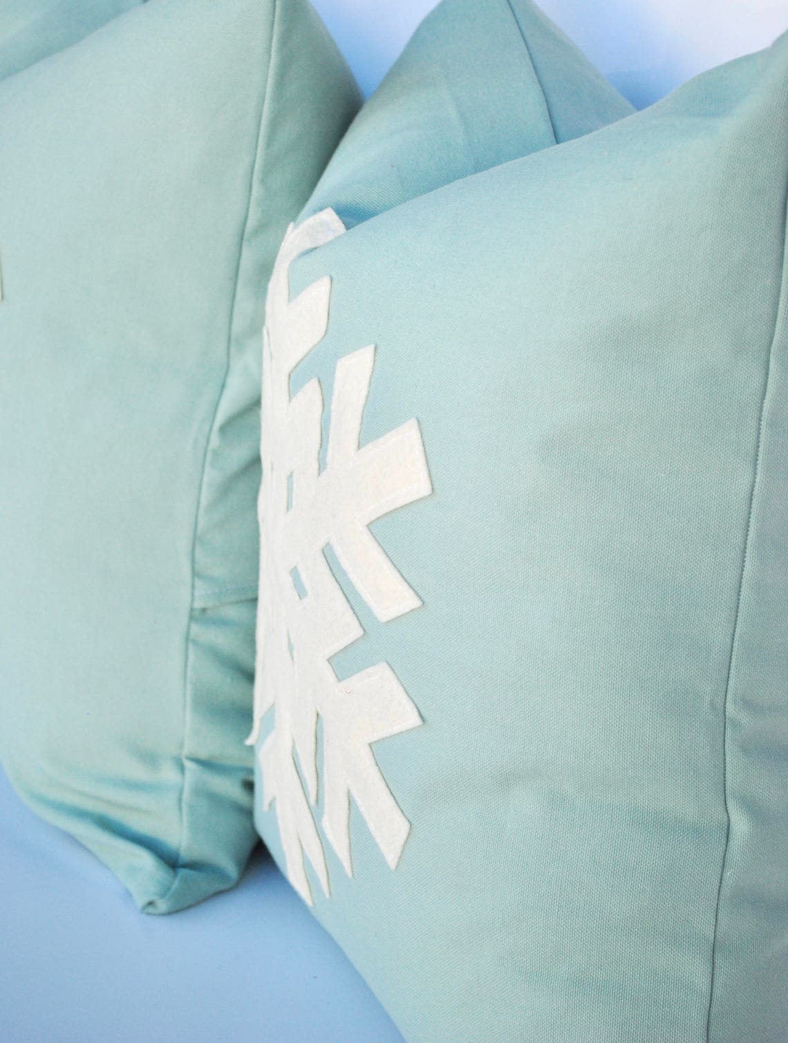Two Blue Snowflake Christmas Pillow Cover Holiday Pillow Etsy