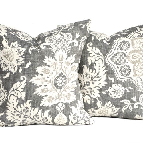 Two High Quality Magnolia Pillow Covers Slate Grey Pillow Etsy