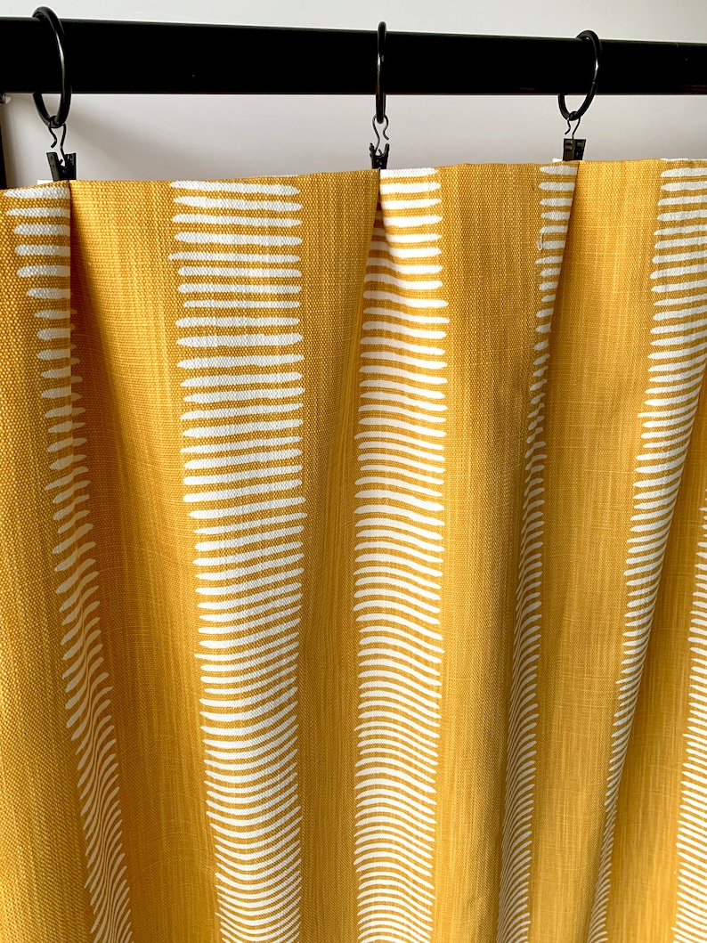 Mustard Yellow Curtains Yellow Checkered Curtain 2 Curtain Etsy