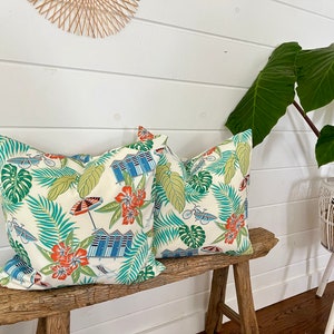 2 Tommy Bahama kussenslopen, Tropical Beach Huts Pillow, decoratief kussen, Hawaiiaans kussen, accentkussen, Tropisch buitenkussen