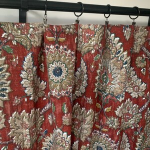 Dark Red Curtains Panels, Red Floral Curtain, Medallion Curtains, Grey ...