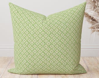 Funda de almohada de decoración para el hogar de alta calidad, cojín con estampado geométrico en bloques verde claro y beige