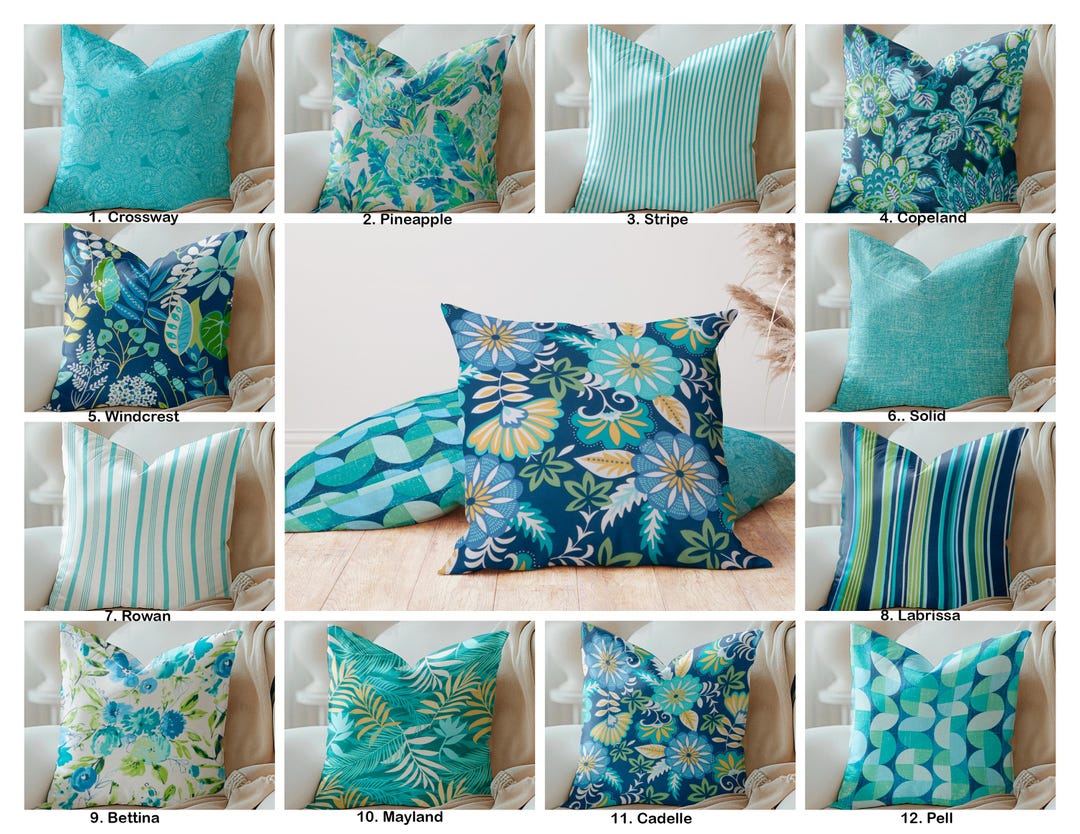 Lumbar Pillow Cover Teal And Blue Throw Pillows Throw Pillows For