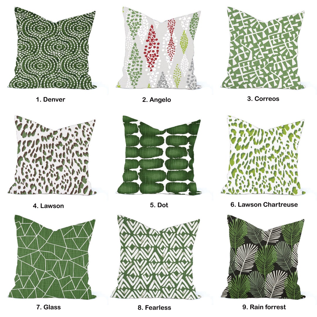 Pine Green Pillow Cover, Mid Century Cushion, Decorative Pillow, Throw ...