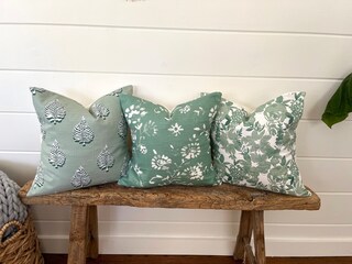 Cuscini Primaverili Con Fiori Selvatici - Set Da 2 Federe 55x55 Cm Con Foglie Salvia - Decorazione Casa