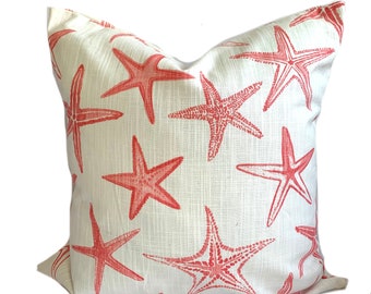 Una funda de almohada Scott Living Coastal Coral, cojín Coral Starfish, almohada decorativa, almohada con decoración de playa, almohada decorativa
