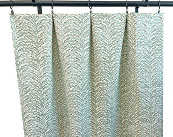 High quality sage green blue curtains, Sage duck egg blue geometric leaf block print dot curtains, Light Blue Green valance