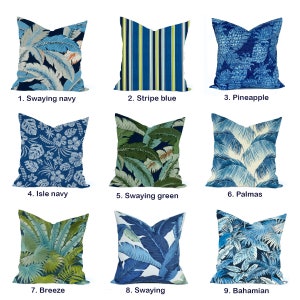One high quality Tommy Bahama pillow cover, Tan Pillow, decorative throw pillow, Blue pillow, Outdoor pillow, Tropical Throw Pillow