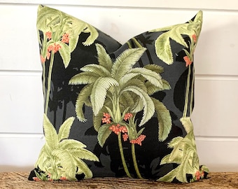 One Tommy Bahama pillow covers, Black Tropical Pillow, decorative throw pillow, Palm tree pillow, accent pillow, Tropical outdoor pillow