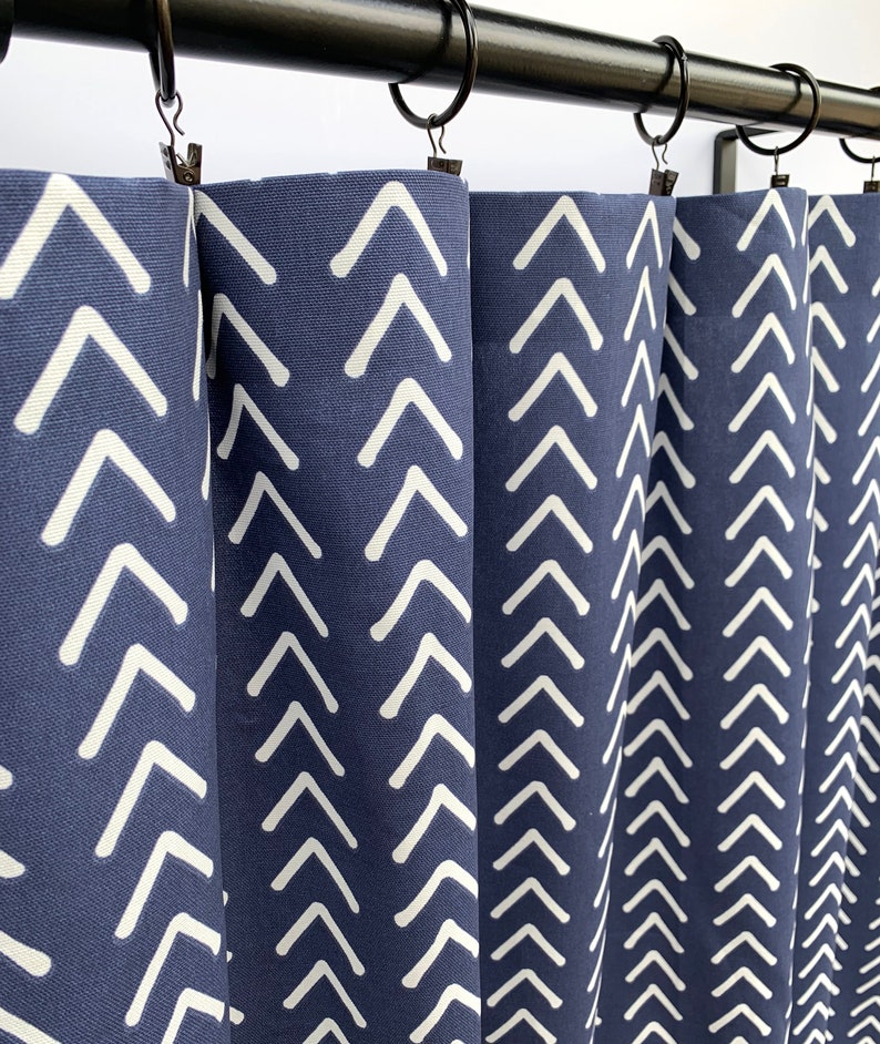 Boho Curtains Navy Blue Curtains 2 Curtain Panels Blue Etsy