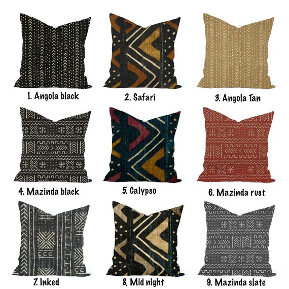 navy mudcloth pillow