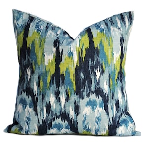 One ikat print pillow cover, DIFFERENT SIZES AVAILABLE, decorative throw pillow, Blue pillow