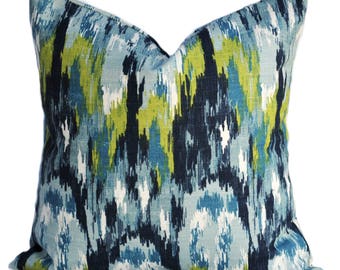 One ikat print pillow cover, DIFFERENT SIZES AVAILABLE, decorative throw pillow, Blue pillow