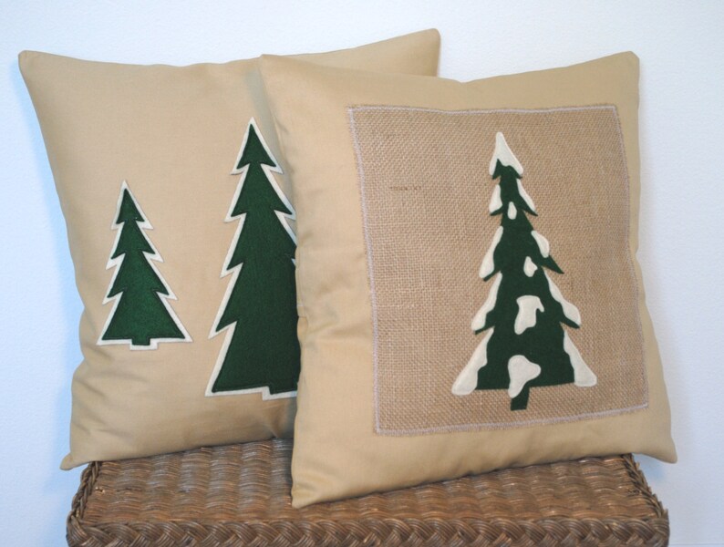 Two Christmas Tree Pillow covers holiday pillow decorative Etsy