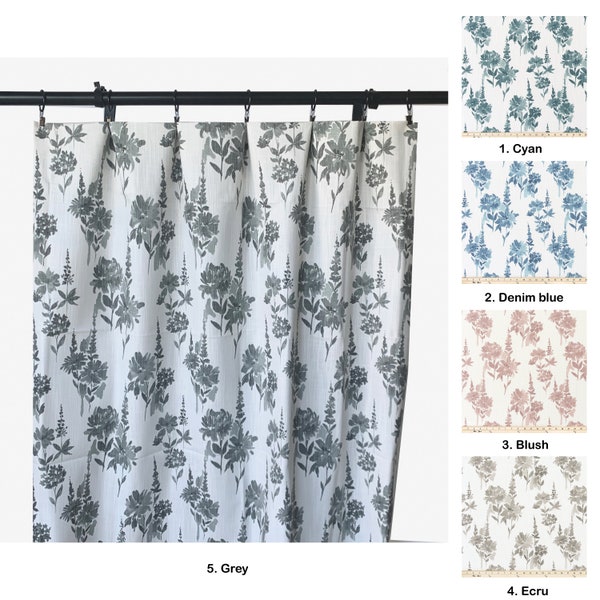 Blush Floral Curtains Etsy