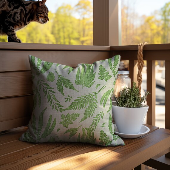 Remedare Linen Pillow Cover 18x18 Inch - Bohemian Leaf Fringe Decorative Cushion Case For Sofa, Bed, Khaki