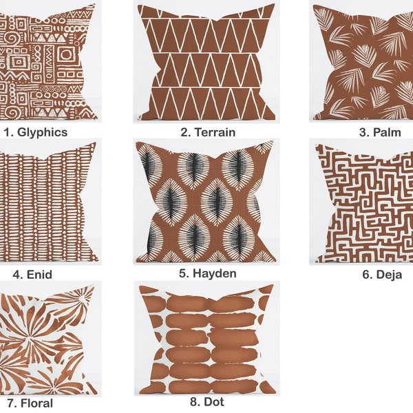 Rust Brown Outdoor Pillow Cover, Brown Pillow, decorative throw pillow, Brown Outdoor pillow,  Boho Throw Pillow