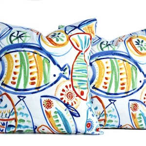 2 Aquatic Outdoor pillow covers, cushion, decorative throw pillow, Nautical pillow, accent pillow, outdoor pillow, pillow case