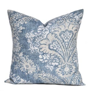One Floral pillow cover,  Home decor, decorative pillow, throw pillow, Medallion pillow, Blue Grey pillow, Tan Pillow, Fall pillow