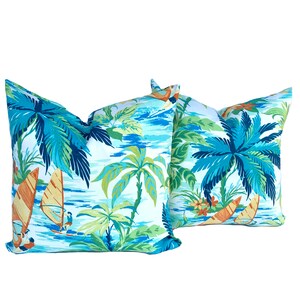 2 Tommy Bahama pillow covers, Tropical Pillow, decorative throw pillow, Palm tree pillow, accent pillow, Tropical outdoor pillow
