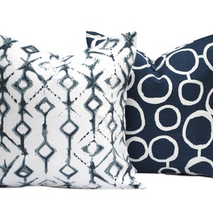 Indigo Blue Navy Gray White Pillow Indigo Blue Navy Gray White Pillow