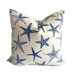 One Scott Living Coastal Blue pillow cover, Dark blue Starfish cushion, decorative throw pillow,  Beach decor pillow, accent pillow