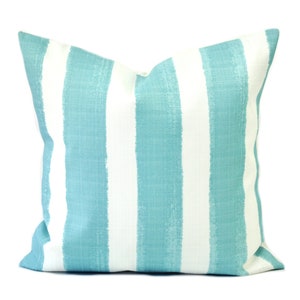 One Striped outdoor pillow cover, cushion, decorative throw pillow, Light Blue pillow, accent pillow, Aqua blue pillow