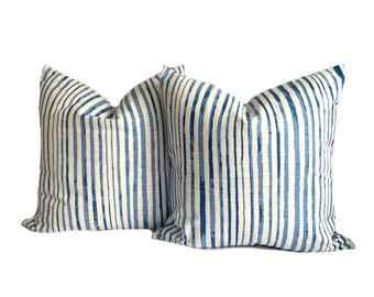 Two Scott Living Coastal Blue pillow covers, Dark blue Striped cushions, decorative throw pillow,  Beach decor pillow