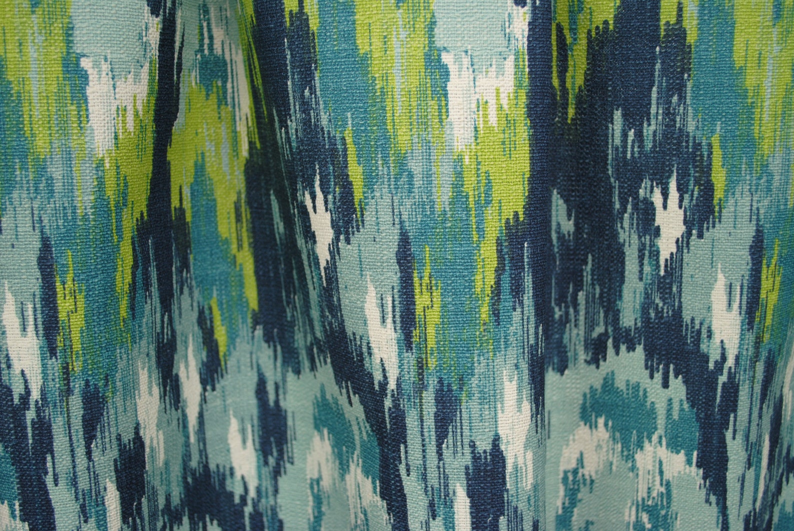 Ikat Curtains Lime Green Palm Navy Blue Curtain 2 Curtain - Etsy