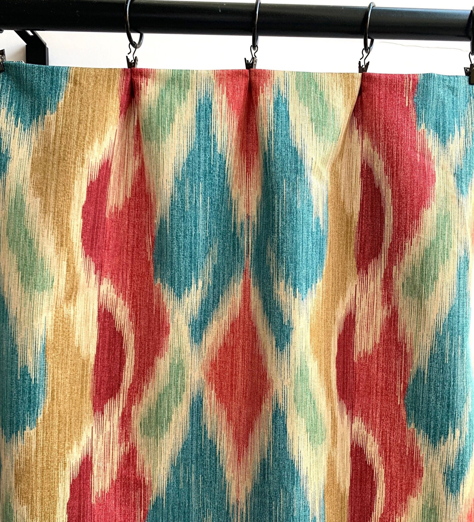 PKL Multi Color Ikat Curtain Panels Boho Curtains Pink Blue Etsy