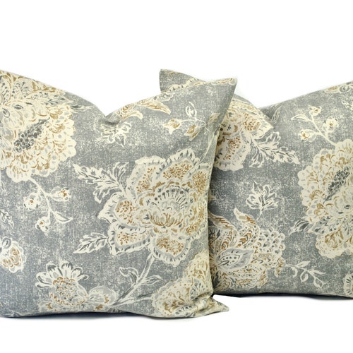 Two High Quality Magnolia Pillow Covers Slate Grey Pillow Etsy